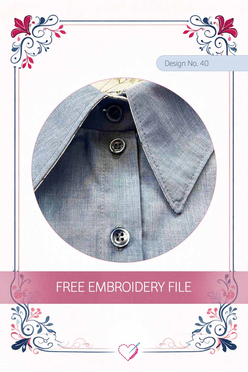 Shirt Buttonhole 11mm – Free Embroidery Design No. 40 Pinterest Preview