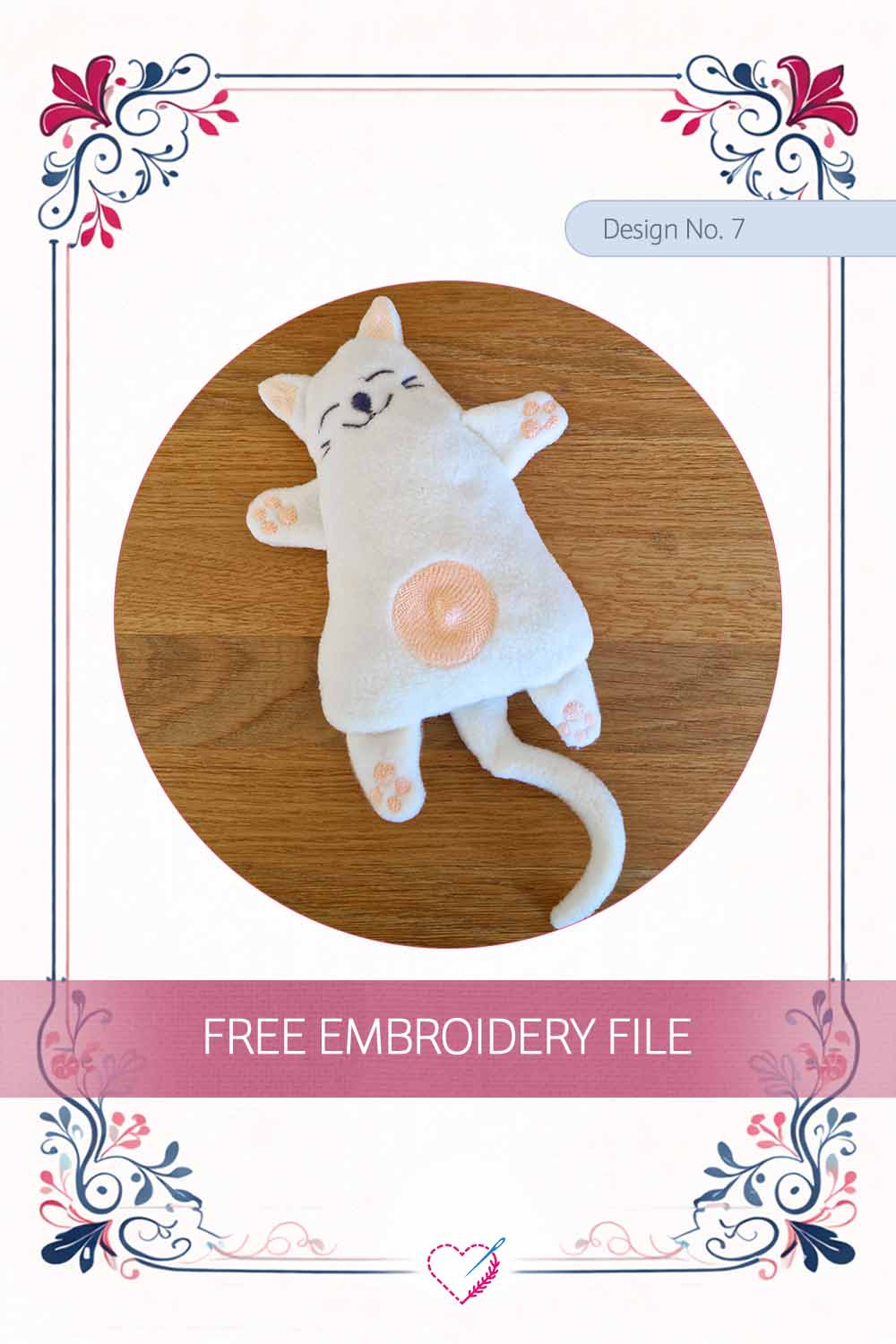 Sleeping Cat ITH Plush – Embroidery Design No. 7 Pinterest Preview