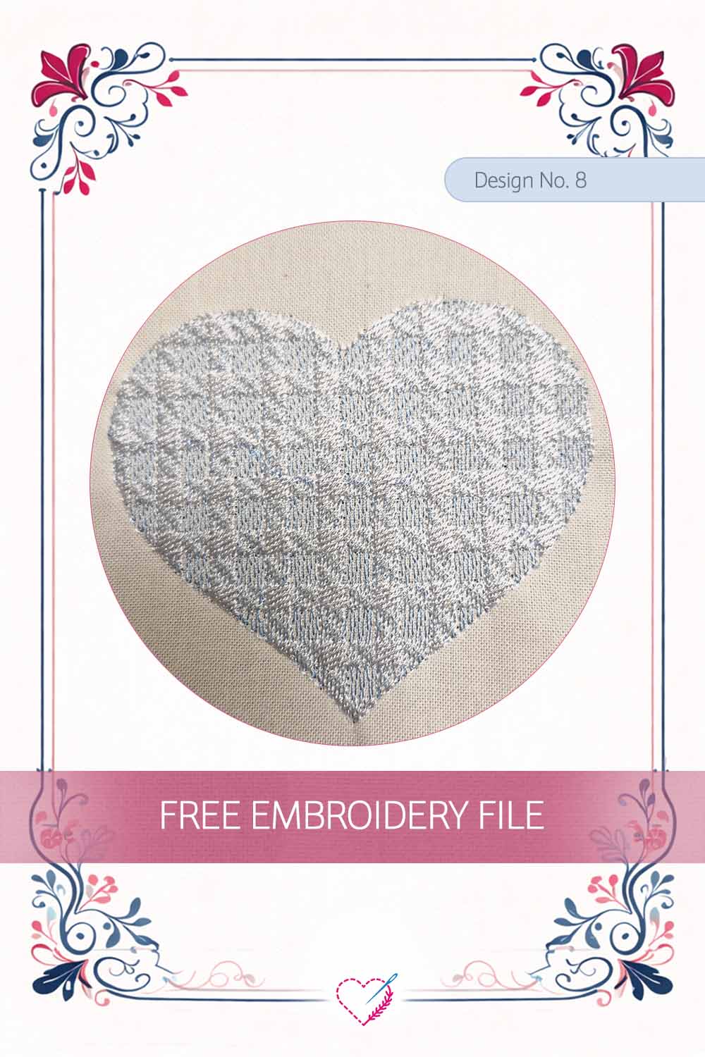 Heart Tartan Fill – Embroidery Design No. 8 Pinterest Preview