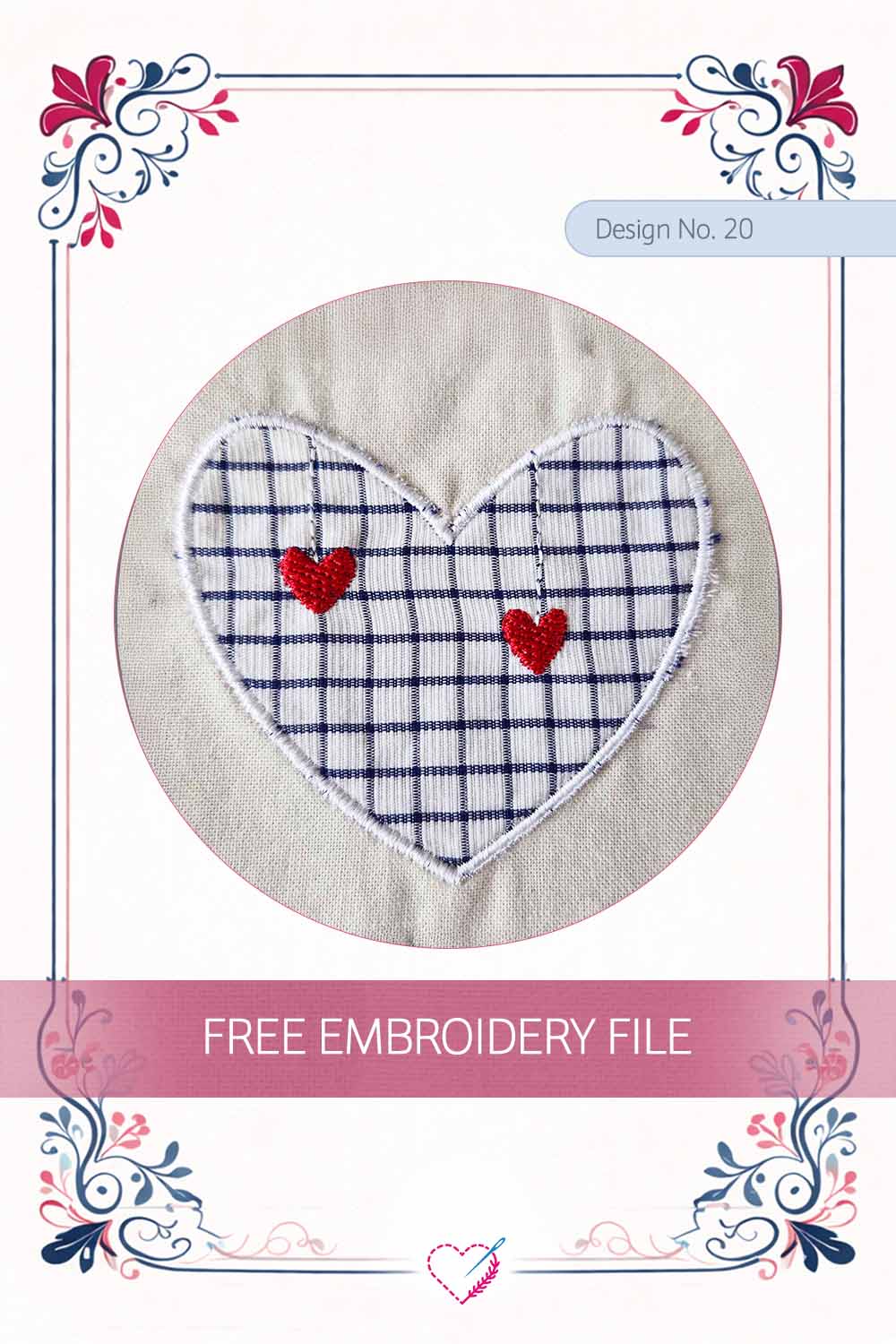 Heart Applique with Mini Hearts – Free Embroidery Design No. 20 Pinterest Preview
