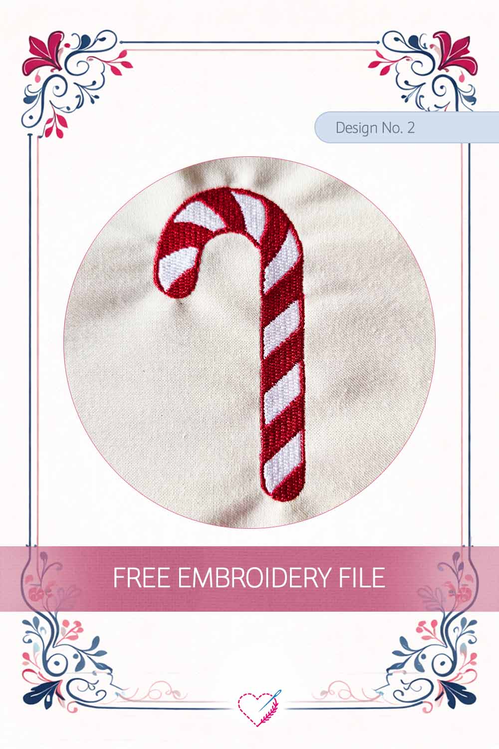 Candy Cane – Embroidery Design No. 2 Pinterest Preview