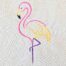 Flamingo satin line art embroidery design stitched on cotton fabric