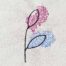 Minimal leaf line art embroidery design stitched on cotton fabric