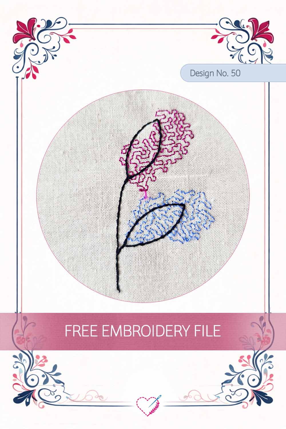 Leaf Line Art – Free Embroidery Design No. 50 Pinterest Preview