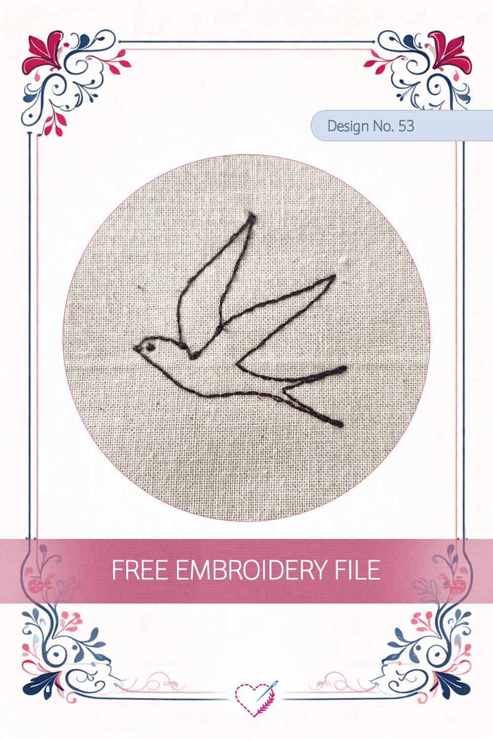 Swallow Line Art – Free Embroidery Design No. 53 Pinterest Preview